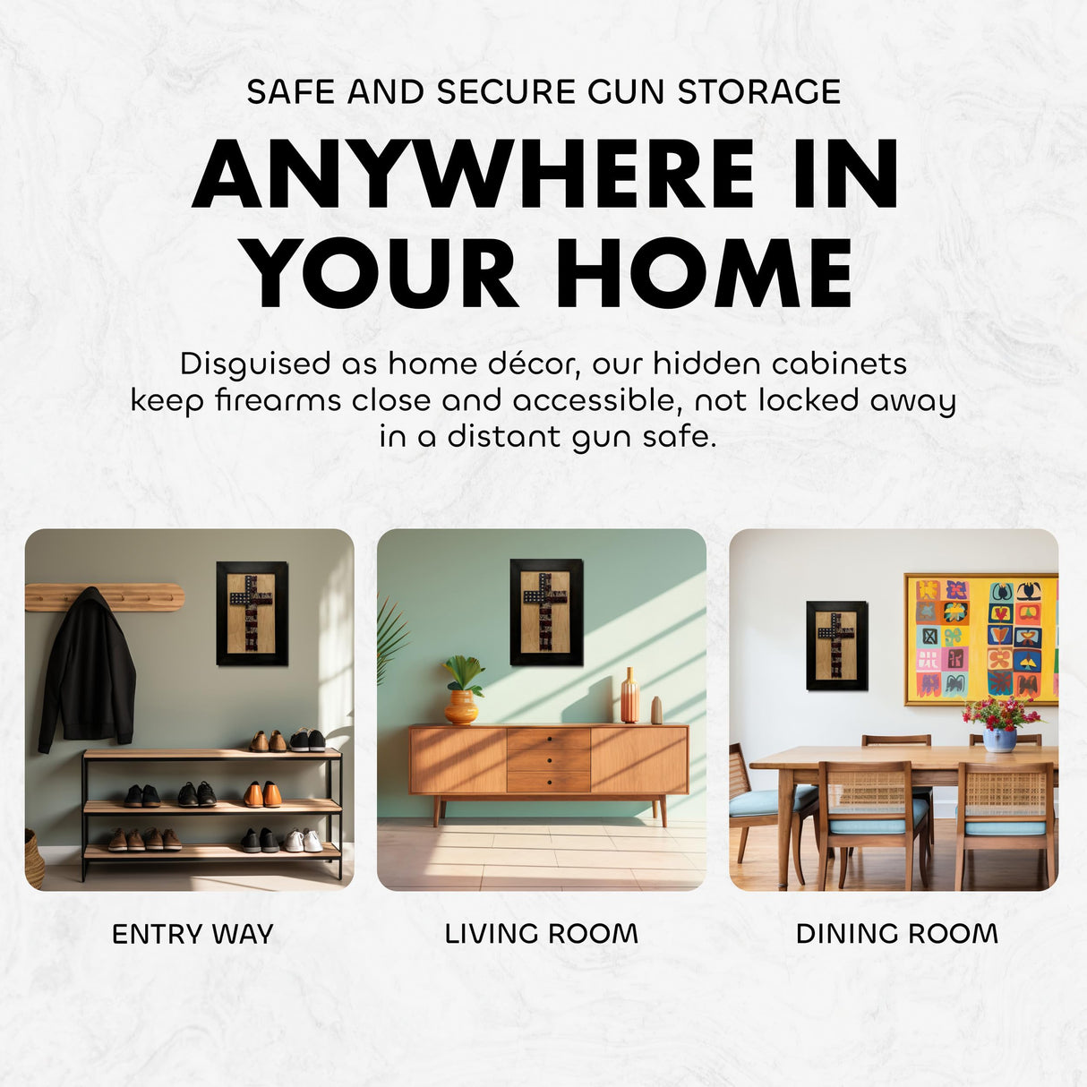 American Flag Cross Hidden Gun Shelf - Handcrafted Wall Mounted Gun Safe - Quick Access Concealment Shelf for Handguns - Hidden Gun Storage Wall Decor with Magnetic Lock By Bellewood Designs Bellewood Designs