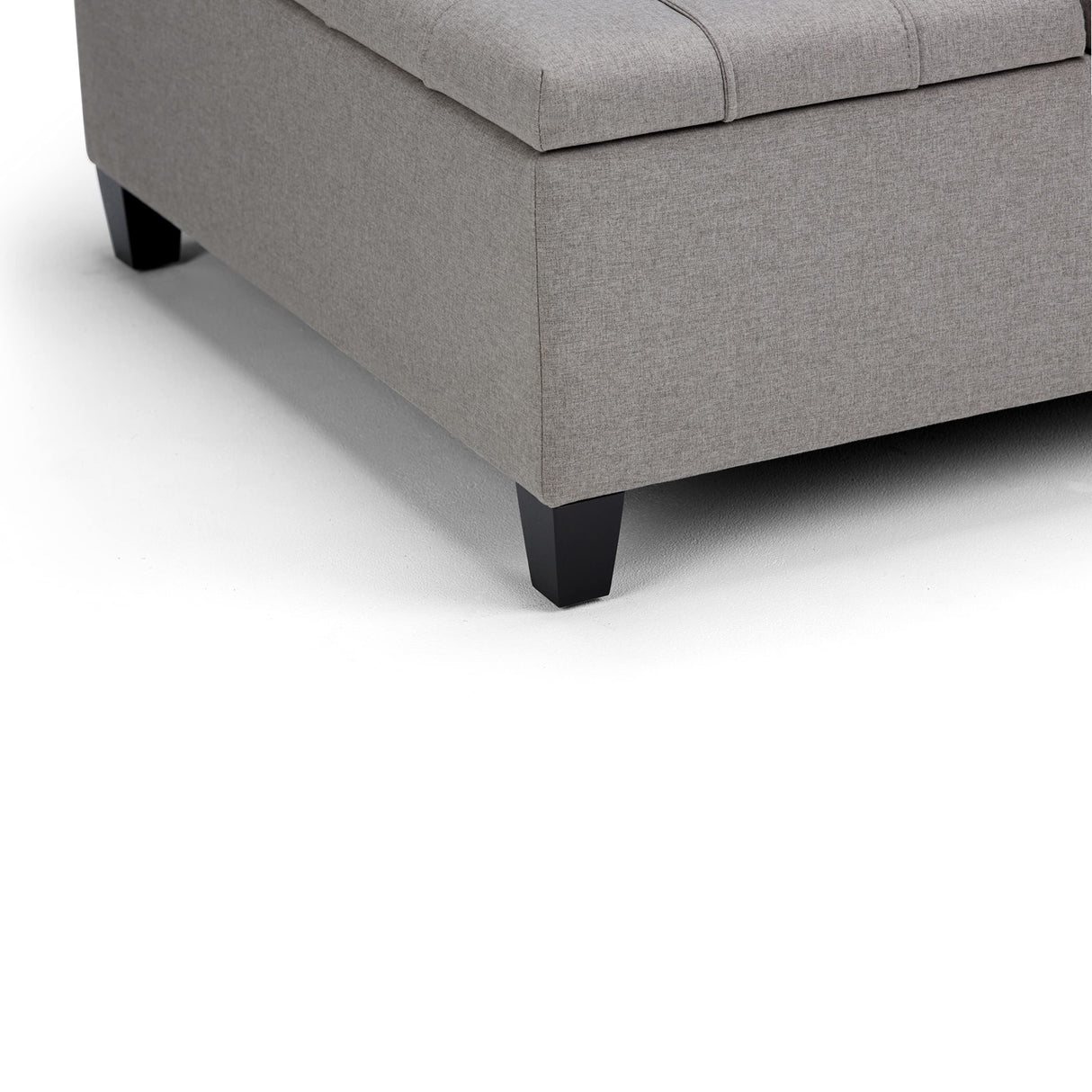SIMPLIHOME Harrison 36 inch Wide Transitional Square Coffee Table Storage Ottoman in Dove Grey Linen Look Fabric, Assembled, for the Living Room and Bedroom SIMPLIHOME