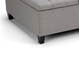SIMPLIHOME Harrison 36 inch Wide Transitional Square Coffee Table Storage Ottoman in Dove Grey Linen Look Fabric, Assembled, for the Living Room and Bedroom SIMPLIHOME