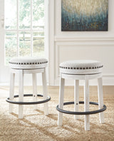 Signature Design by Ashley Valebeck 24" Counter Height Upholstered Swivel Stool, White & Black Signature Design by Ashley