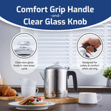 Elite Gourmet EC008 Classic Stovetop Coffee Percolator, Glass Clear Brew Progress Knob, Cool-Touch Handle, Cordless Serve, 8-Cup, Stainless Steel Elite Gourmet