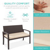 Best Choice Products Outdoor Bench 2-Person Wicker Garden Patio Benches Seating Furniture for Backyard, Porch w/Seat Cushion, 700lb Capacity - Brown/Tan Best Choice Products