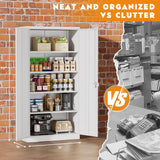 Greenvelly Metal Garage Storage Cabinet,72" H Steel Lockable Storage Cabinet with 2 Doors and 4 Adjustable Shelves,Tall Metal Cabinet Locking File Cabinet for Office,Home, Garage, Gym, School Greenvelly