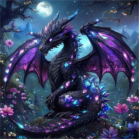 Lxmsja Dragon Diamond Art Kits for Adults, Moonlight Diamond Painting Kits for Beginners, 5D DIY Full Drill Gem Art Crafts for Adults, Home Wall Decor 12x12 inch Lxmsja