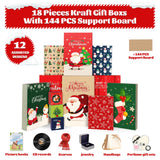 EverMerry 18 Piece Christmas Gift Boxes, with Lids for Presents Decorative Shirt Box for Xmas Holiday, Gift Wrapping with 12 Designs and 4 Sizes for Christmas Shirt, Sweaters EverMerry