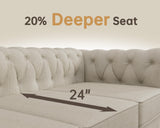 Morden Fort Classic Chesterfield Loveseat Set 60'', Tufted Loveseat Sofa Set with Solid Wood Legs Thick Cushion, Pet-Friendly 2-Seater Sofa Couch for Living Room Bedroom Apartment - Linen Beige Morden Fort