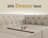 Morden Fort Sofa Set, Chenille Beige, 82''W x 34.5''D x 30''H, Chesterfield Style, Tool-Free Assemble, Pet-Friendly, 1430LBS Weight Capacity Morden Fort