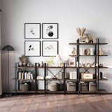 BELLEZE 70-Inch Dark Walnut 5-Tier Industrial Bookshelf with Metal Frame BELLEZE