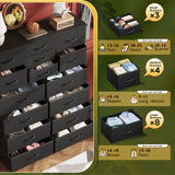 WLIVE Tall Black Dresser for Bedroom Furniture, Fabric Dressers Storage Tower with 15 Deep Drawers, Dresser for Closet, Hallway, Entryway, Office, Storage Tower with Cabinet, Metal Frame, Wooden Top WLIVE