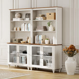 WAMPAT 72'' Tall Kitchen Pantry Cabinet with Storage, Farmhouse Glass Doors Pantry Storage with Bar Hutch and 5 Tier Shelve for Kitchen & Living Room & Bedroom, White WAMPAT