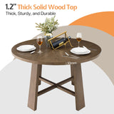 Jocisland Round Solid Wood Dining Table Set for 4, 5-Piece Mid-Century Kitchen & Dining Room Furniture with Padded Chairs, Space-Saving Design, Radial Grain Finish, Easy Assembly Jocisland