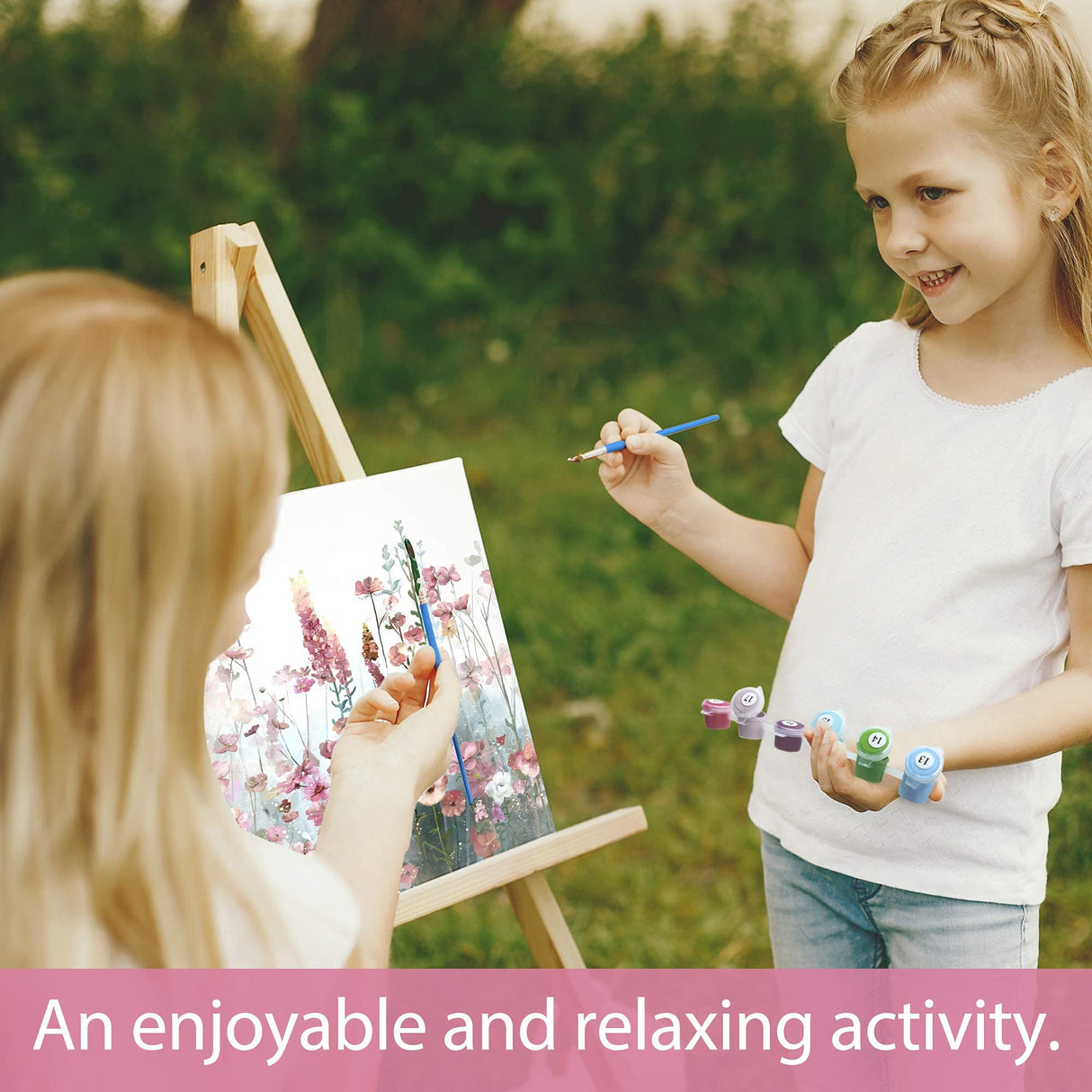 SUMGAR Paint by Numbers kit for Adults Flowers Pink, Colorful Canvas DIY Oil Painting Kits for Beginners, Acrylic Drawing Paintwork Crafts Christmas Gifts 16 x 20 inch (Without Frame) SUMGAR