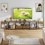 GYIIYUO LED TV Stand with Mount and Power Outlet & Fabric Drawers for 32-85 Inches TV - Entertainment Center and Corner Tv Stand for Living Room, Bedroom- 47" Rustic Brown (Max VESA 400mm × 600mm GYIIYUO