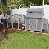 GUTINNEEN Chicken Coop Large Hen House for 8-10 Chickens Wooden Poultry Cage with Run and Nesting Box 115in GUTINNEEN