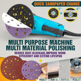 Autolock Electric Random Orbital Sander, 350W brushless motor with 5&6-inch pads, 4000-10000RPM Electric Palm Sander for Woodworking, Sanding and Polishing (Blue) Autolock