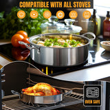 Aufranc Stainless Steel pots and pans set, 6 Piece Nonstick Kitchen Induction Cookware Set,Works with Induction/Electric and Gas Cooktops, Nonstick, Dishwasher Aufranc