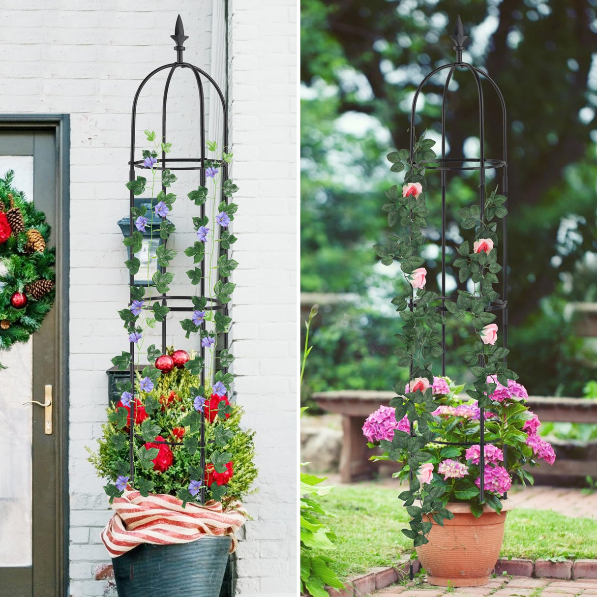 Garden Trellis for Climbing Plants Tower Obelisk Garden Trellis 6ft Tall Plant Support Vine Supports Plant Tower for Climbing Vines and Flowers Stands 1 Pack Esbaybulbs