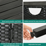 YITAHOME Outdoor Storage Cabinet, Patio Bar Table with Two Doors and Shelves, Weatherproof Wicker Storage Console Table for Outdoor Cushions, Pool Toys and Garden Potting - Black YITAHOME