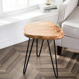 GREENAGE Cedar Roots Naturally Shaped Small Stool Side Table 12" x 13.5" x 17.4" in Height Natural Wood Live Edge End Table for Living Room Home Decor Wooden Plant Stand GREENAGE