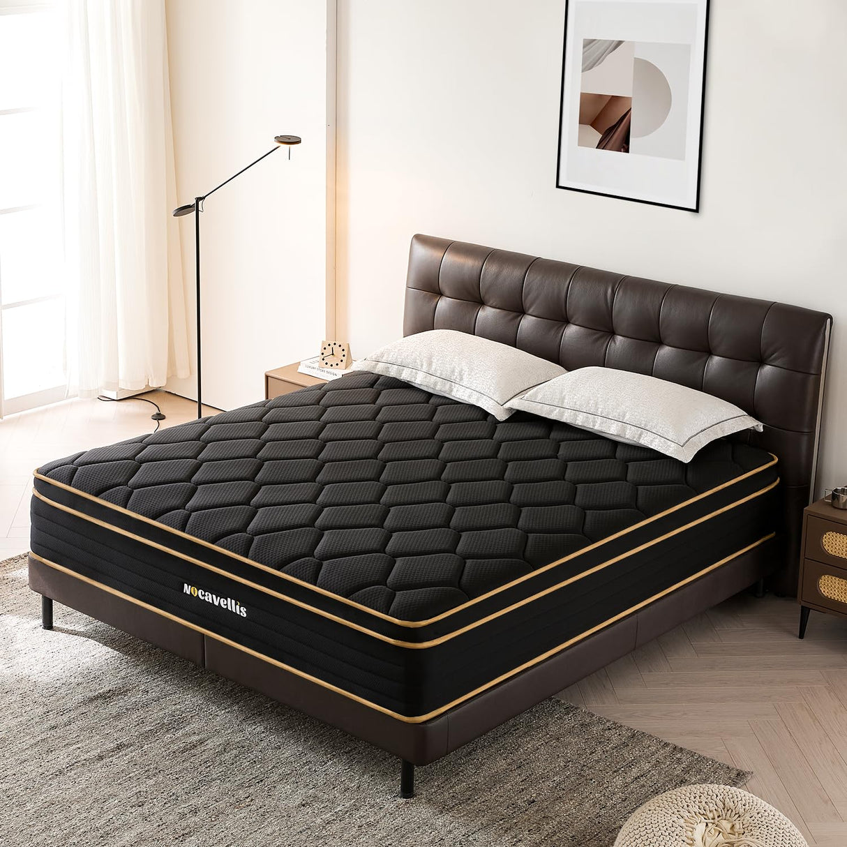 Nocavellis Twin Mattress 10 Inch Twin Size Mattresses in a Box Spring Hybrid Twin Bed Memory Foam Mattress Comfort Breathable Fabric Cooling Gel Pressure Relief, Medium Firm Nocavellis