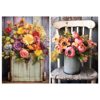 YOYA 2 Pack Diamond Painting Kits for Adults, Diamond Art Kits with Accessories & Tools, DIY Flowers 5D Diamond Painting Full Drill Gem Art Painting Kit for Home Wall Decor 12 x 16 Inch