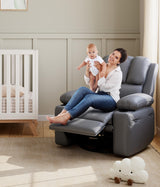 dainslef 22'' Manual Recliner Chair for Adults, PU Leather Recliner with Cup Holders and Side Pockets, Ergonomic Design for Nursery, Living Room, Bedroom, and Home Theater, Grey dainslef