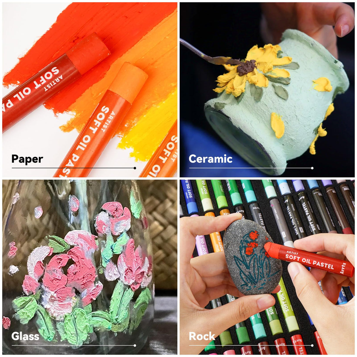 Arrtx Artist Oil Pastels 48 Colors Set, Soft Oil Pastel Vibrant and Creamy, Professional Oil Pastel Crayons Set Art Supplies for Artist and Beginners Arrtx