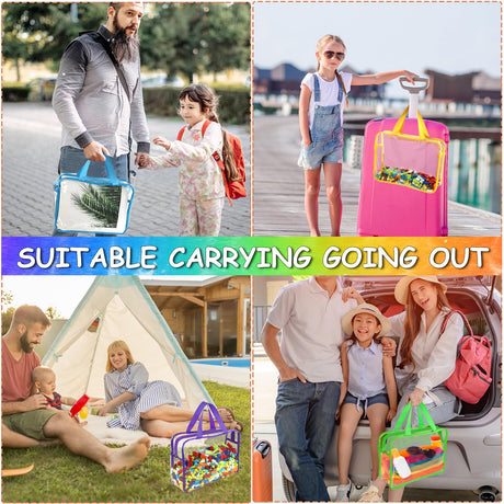 6 Packs Large Toy Storage Bags with Labels, Reusable Clear PVC Board Game Storage, Travel Waterproof Organizer Bags with Zipper for Building Blocks, Puzzle, Kids Books（6 Colors） OPELETNNT