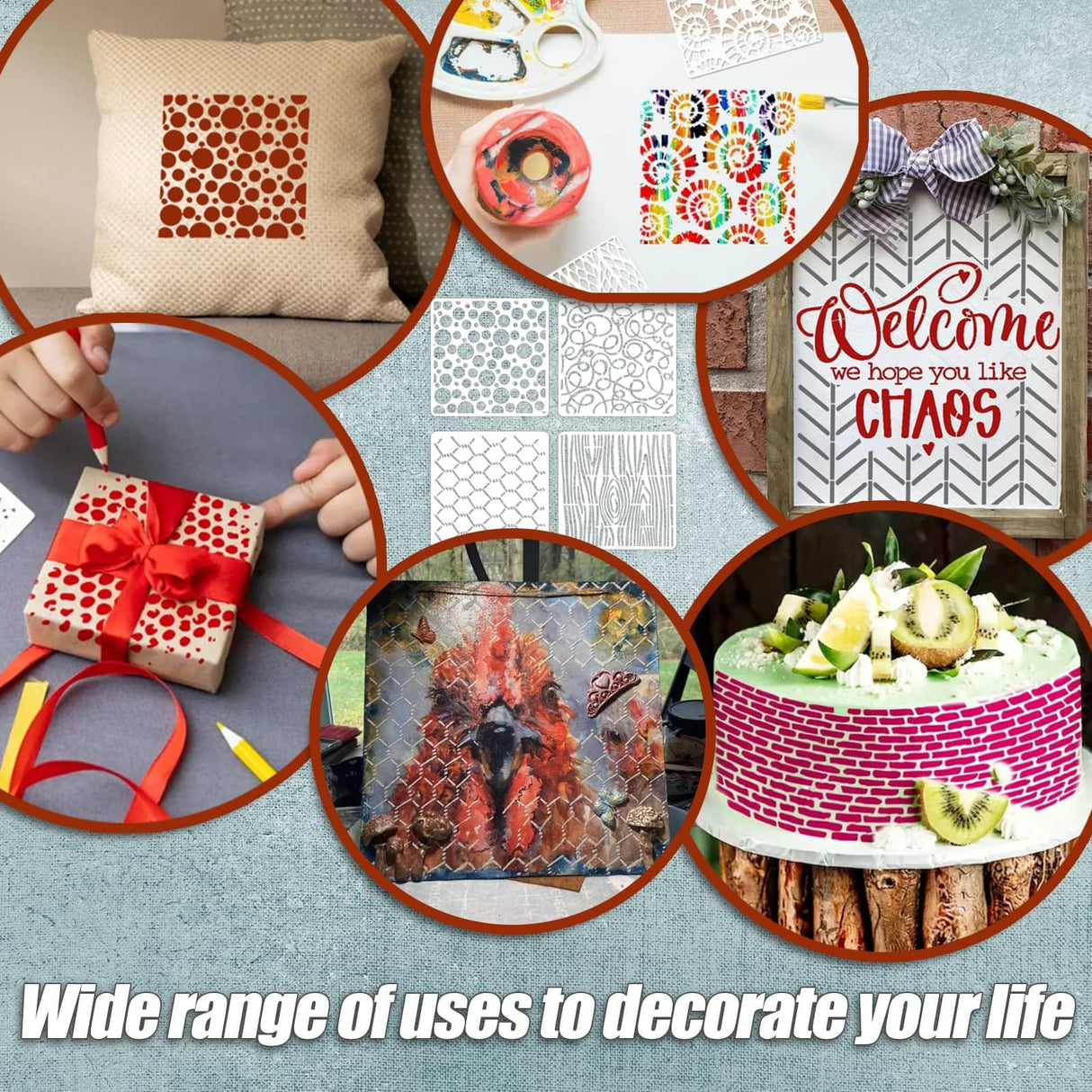 16PCS Geometric Stencils for Painting, Reusable Abstract Layering Stencils for Crafts Reusable on Wood, Furniture, Floor, and DIY Home Decor Felixcraft