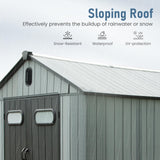 Domi 8x8 FT Outdoor Resin Storage Shed, All-Weather Double-Wall Storage Building for Backyard, Garden, Lawn Tools, Mower, Bike & Pool Equipment, Lockable Doors, Ventilated Roof, Grey domi outdoor living