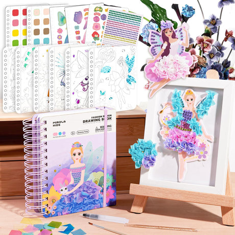 MIROLA KIDS 4 in 1 Poke Craft Kits for Girls, Magic Princess Crafts for Kids Ages 4-8, DIY Activity with Princess Stickers, Watercolor Paint, Diamond Art Gifts for 4 5 6 7 8+ Year Old Girls MIROLA KIDS