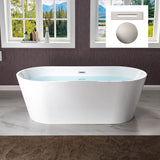 WOODBRIDGE 67" Acrylic Freestanding Bathtub Contemporary Soaking White Tub with Brushed Nickel Overflow and Drain，B0013-BN WOODBRIDGE