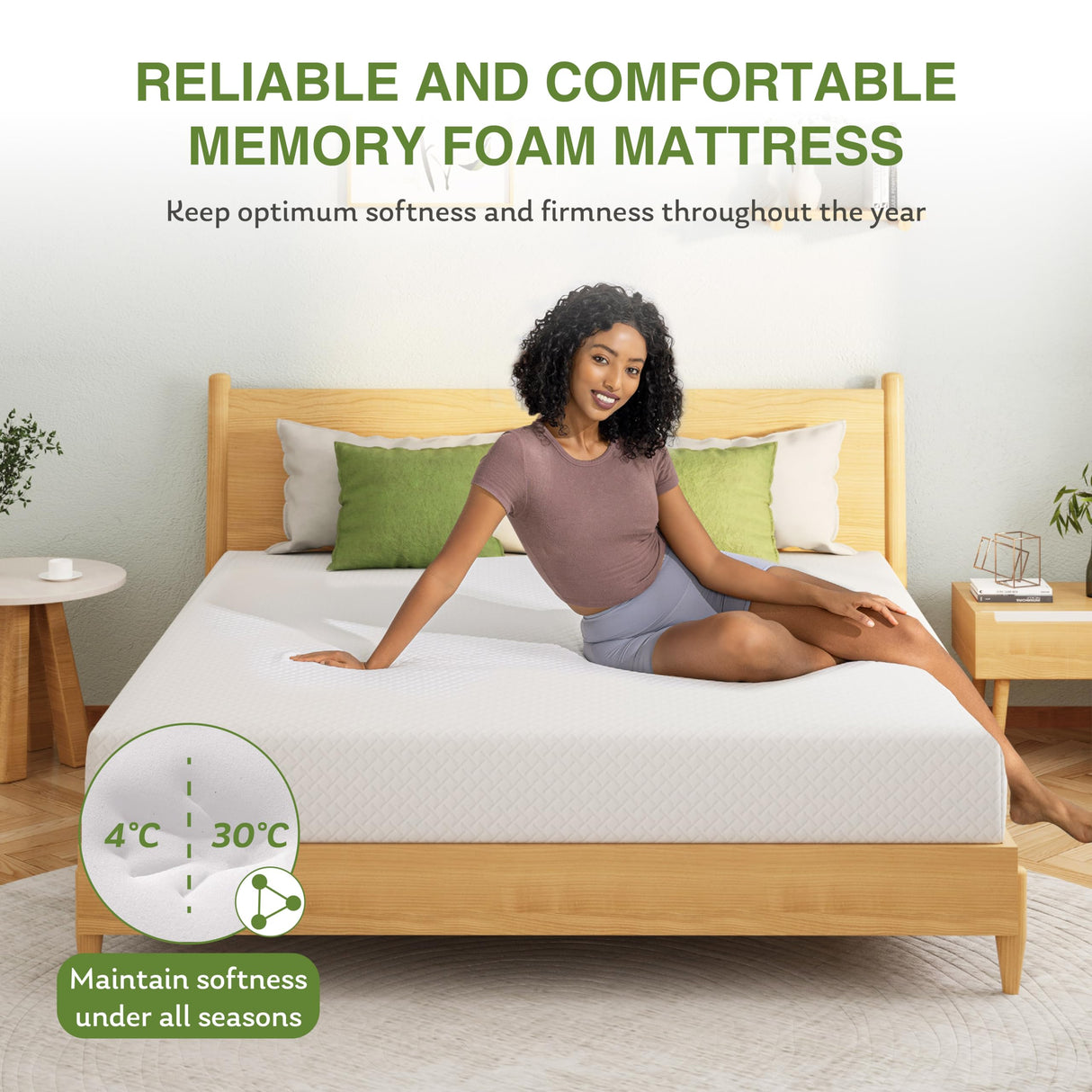 EGOHOME King Size Memory Foam Mattress, 12 Inch Bed Mattress in a Box with Cooling Green Tea Gel, Relieve Pressure with Medium Support, CertiPUR-US Certified, 80''L x 76''W, White EGOHOME
