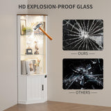 HNEBC 69" Tall Curio Display Cabinet with Glass Door and Movable Shelves,Corner Bookcase with LED Human Sensor Lights,5-Tier RGB Display Case for Collectibles,Bedroom Living Room HNEBC