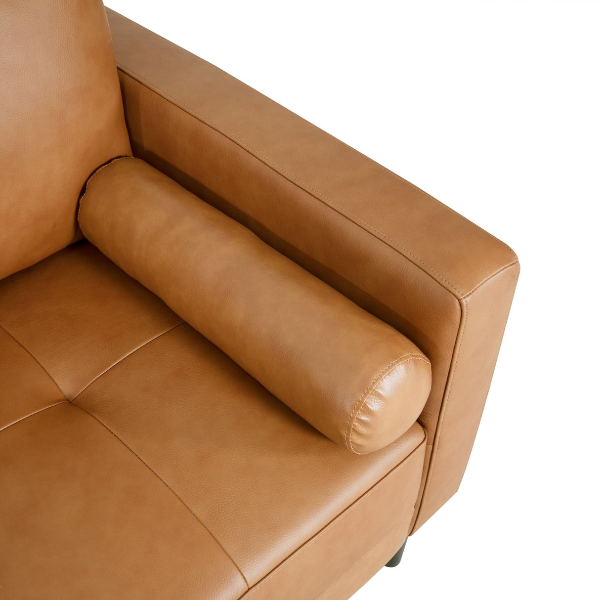 Naomi Home Genuine Leather Sofa - Revel in Exquisite Leather Opulence - Unparalleled Luxury Mid-Century Leather Sofa - Embodiment of Cozy Lounging and Contemporary Design Tan Naomi Home
