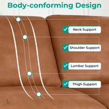 Naomi Home Freya Genuine Leather Sofa for Living Room, Bedroom - Loveseat, Sofa - Luxurious Comfort, Goose Feather Cushion Filling, Square Arm Design, Sturdy Block Legs, Elegant, Tan Naomi Home