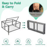 COZIWOW Folding Wooden Chicken Coop Chicken Run, Indoor Outdoor Run with Mesh Cover, Portable Large Rabbit Hutch Small Animal Poultry Cage for Chicks, Duck, Bunny, Kitten, Puppy, Grey COZIWOW