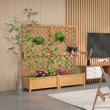 Safstar Raised Garden Bed with Trellis, Indoor & Outdoor Wood Elevated Plant Container with Diamond Shaped Trellis & Drain Hole, Above Ground Garden Bed for Vine Climbing Plants in Garden Balcony Yard S AFSTAR