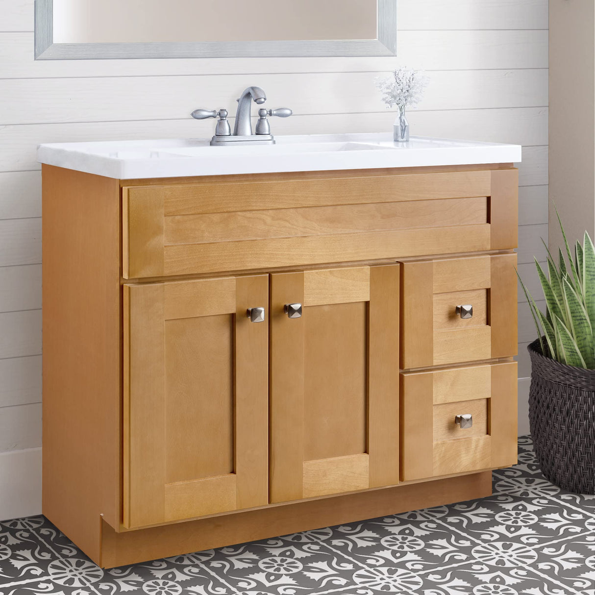 Design House Brookings 36 Inch Bathroom Vanity, Ready to Assemble, Solid Wood, Birch, 587139 Design House