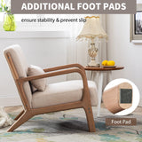ANJHOME Mid Century Modern Accent Chair, Comfy Fabric Living Room Chairs with Solid Wood Frame, Lounge Reading Armchair, Easy Assembly, Beige ANJ