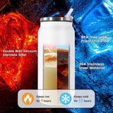 AGH 4Pack Sublimation Tumblers Blanks Cans, 12 oz Stainless Steel Sublimation Cola Tumbler Cups with Lid & Straw, Double Walled Vacuum Insulation Sublimation Car Cup (White) AGH