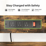 Baker Rack with Power Outlet - Large Microwave Stand with Storage, Kitchen Coffee Bar Station, Rustic Brown and Black, 14.5" D x 36" W x 72" H SAYZH