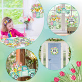 Menkxi 3 Pcs Spring Flowers Diamond Painting Kit DIY Spring Diamond Painting Hanging Sign Crystal Rhinestone Door Sign Wall Hanging Crafts for Beginners Gift Home Wall Window Decor Menkxi