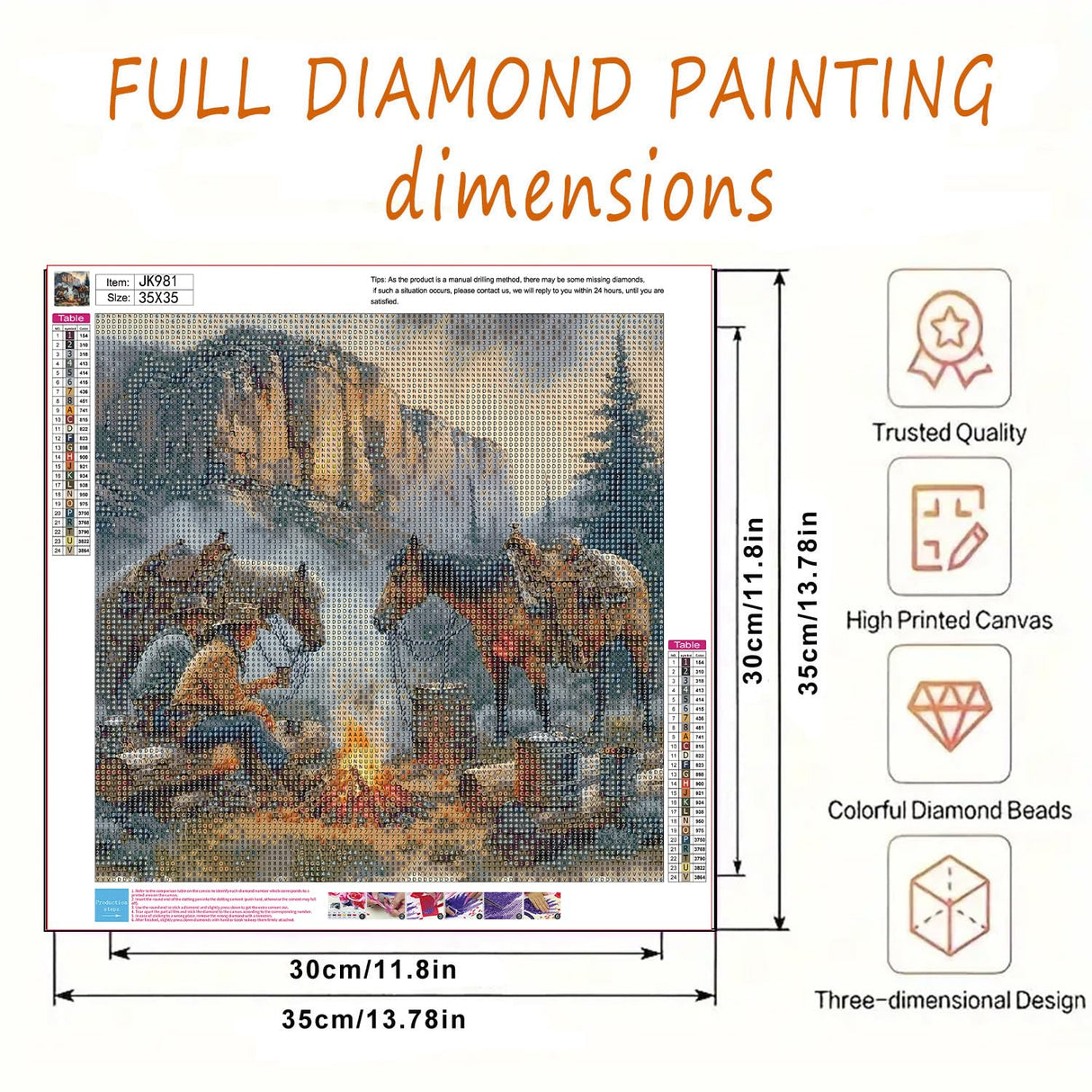 BYGFHLYW 5D Diamond Painting Kits for Adults,Traveler Horse Diamond Art Kits for Adults Beginner, DIY Full Drill Diamond Dot Gem Painting for Home Wall Decor 13.7x13.7inch BYGFHLYW