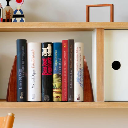 Bookends for Heavy Books with Non-Slip Pads, Handmade Walnut Decorative Shelves for Home/Office Decor, 2 Pcs