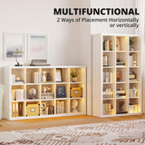IRONCK 15 Cube Bookcase Storage Shelf Organizer with LED Lights, 5 Tier Bookshelves and Bookcases Display Shelves, Horizontally or Vertically Use, White IRONCK