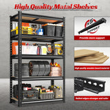 REIBII Set of 2 Storage Shelves 5 Tier Garage Shelving Heavy Duty Adjustable Garage Shelves Load 2000LBS Metal Shelving Units for Storage Warehouse Pantry Closet, 27.6" W x 11.8" D x 60" H REIBII