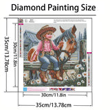 GXGLLPZBY DIY Lovely Little Lass and Horse Diamond Art Kits, 5D Diamond Painting for Beginners Adults, Round Full Drill Diamond dot Art Kits, Gem Art for Adults Home Wall Decor 13.8x13.8in GXGLLPZBY