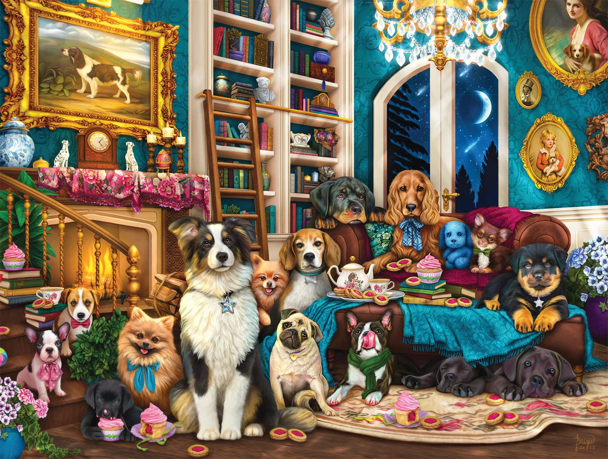 Buffalo Games - Brigid Ashwood - Dogs in The Library - 750 Piece Jigsaw Puzzle for Adults -Challenging Puzzle Perfect for Game Nights - Finished Size is 24.00 x 18.00 Buffalo Games