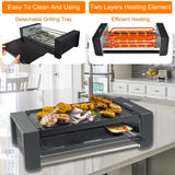 TAMARIT Raclette Party Grill Portable Indoor Electric Korean BBQ Grill 2 in 1 Raclette Table Grill with Ceramic Nonstick Coating Grill Plate 4 Pizza Pans 8 Cheese Trays Upper & Lower Heater,PFAS-No Tamarit